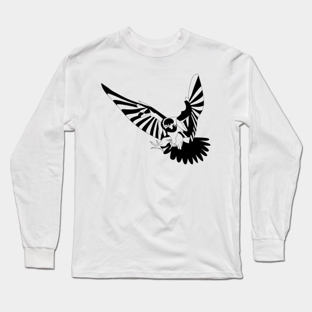 ecopop tribal peregrine falcon bird in endangered pattern art Long Sleeve T-Shirt by jorge_lebeau